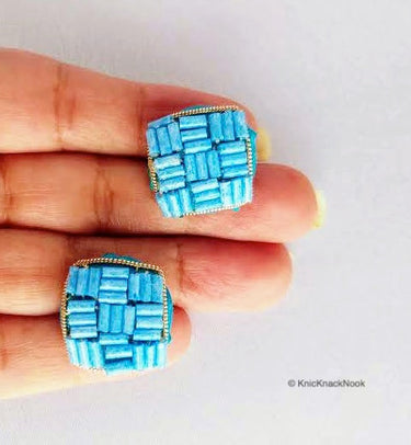 Hand Embroidered Designer Blue Buttons